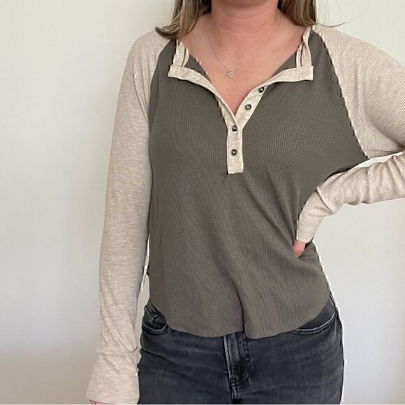 Treasure&Bond Two Toned Waffle Top - Picture 2 of 6